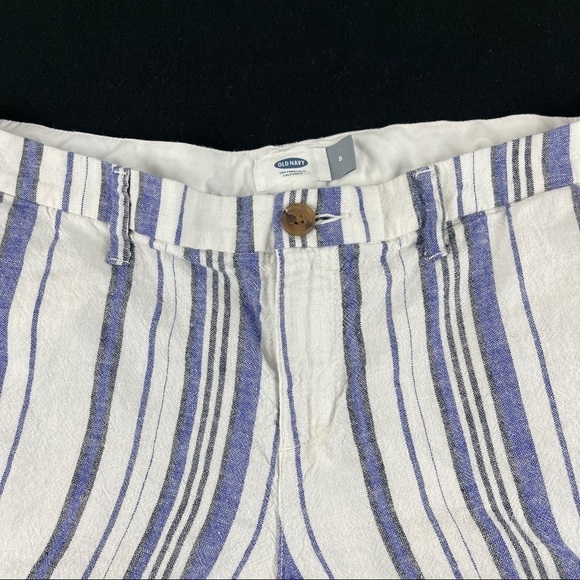 Old Navy Shorts Womens Size 8 White Blue Striped - Picture 3 of 8
